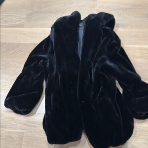 Fabulous Furs Luxurious Black Faux Fur Coat